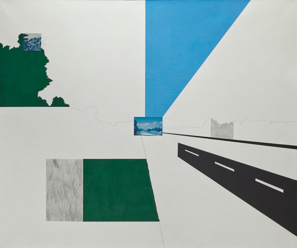 Allan D'Arcangelo Landscape Painting - Looking North at 131 Mile Marker