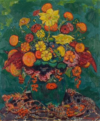 Still Life with Flowers - Painting by William E. Schumacher