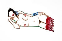 Steel Drawing / Monica Nude in Robe and Stockings (Variation #1)