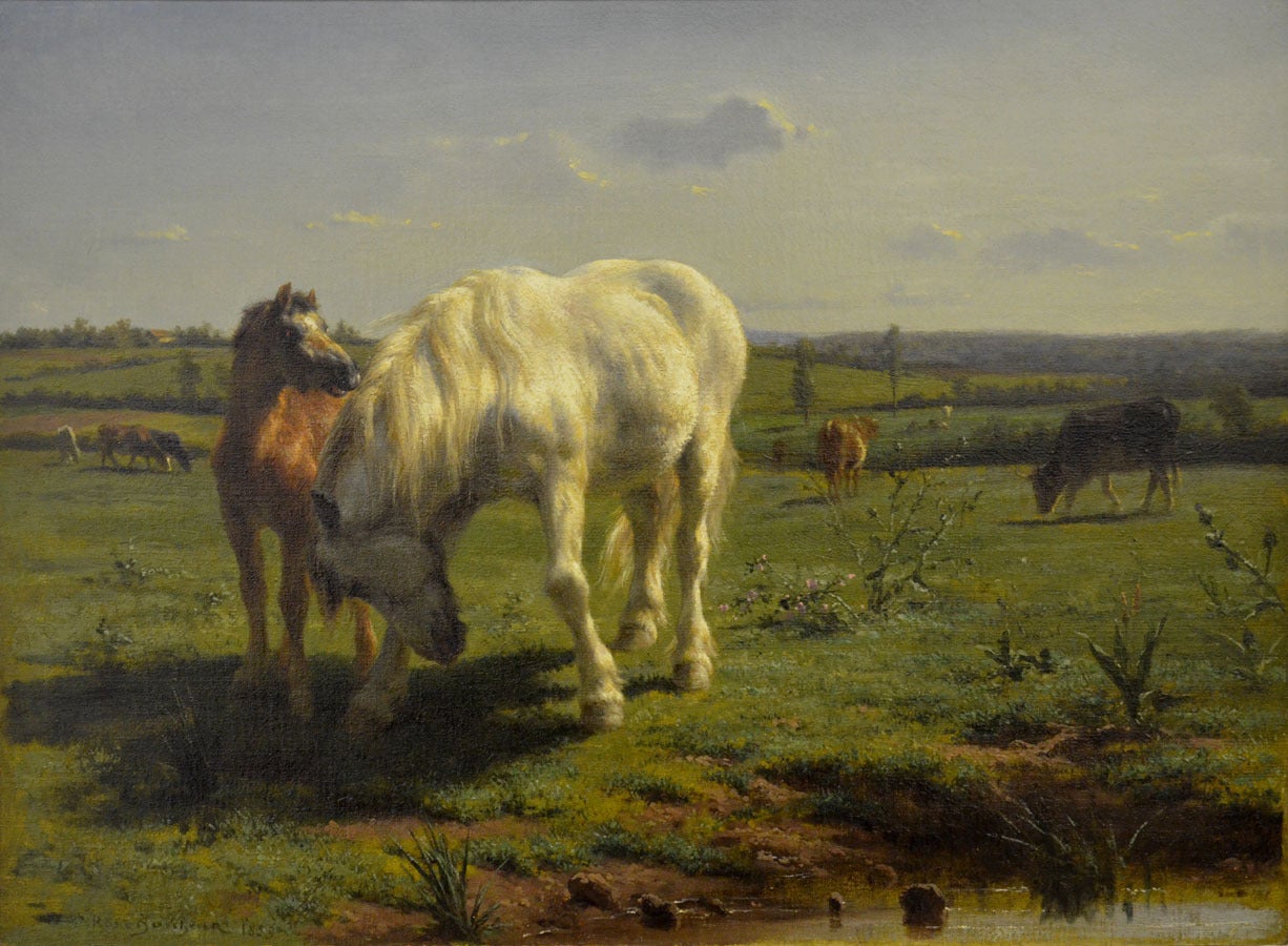 Landscape Painting Rosa Bonheur - Cheval blanc et poulain alezan