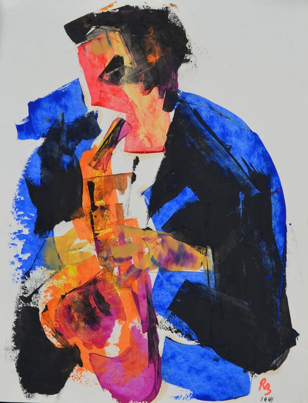Ron Blumberg Abstract Painting - Saxophonist