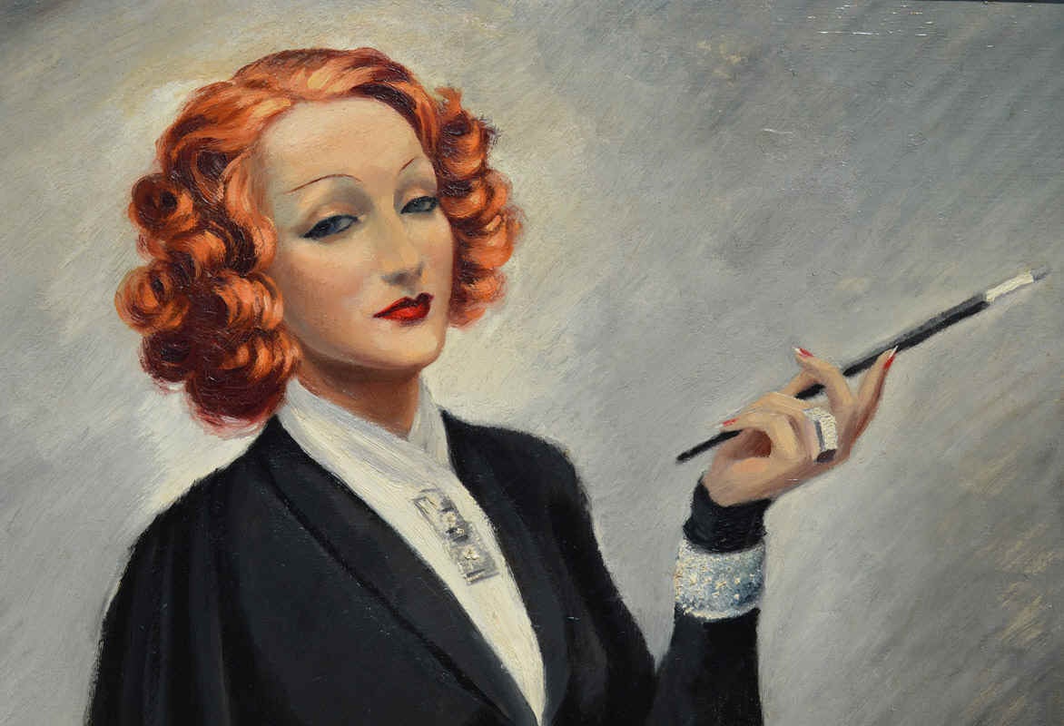 Marlene: Portrait of Marlene Dietrich - Painting by Jean Dominique van Caulaert