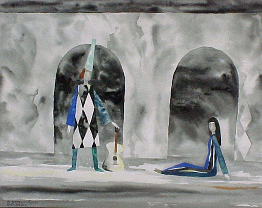 Figurative Painting di Franz Bergmann - Arlecchino