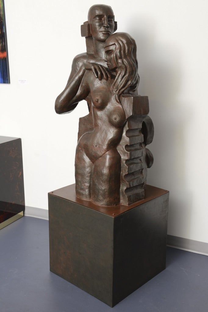 Couple - Brown Nude Sculpture by Mariko