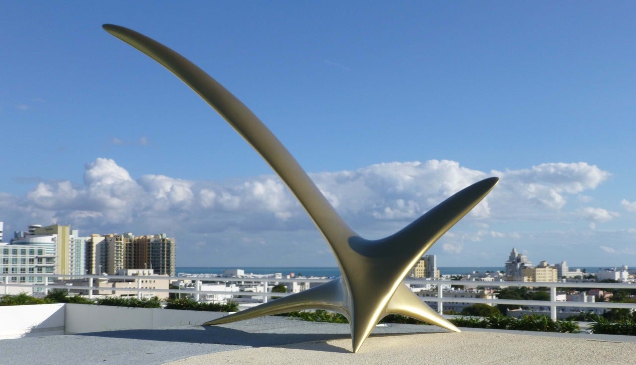 Uccello gemello V - Scultura in resina - Abstract Sculpture Blu di Patrice Breteau