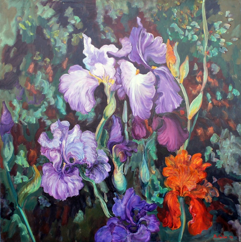 Iris conversation - Painting by Evelyne Ballestra