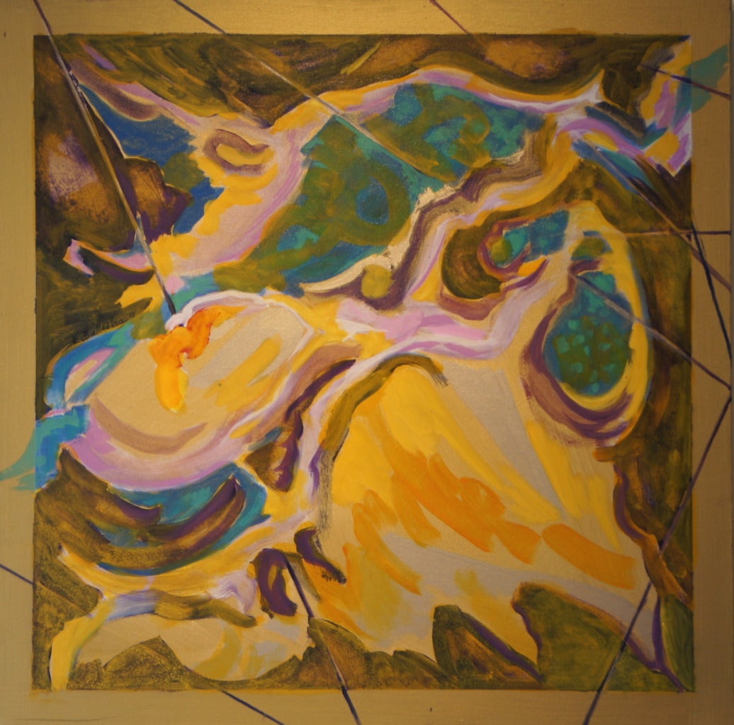 In the Golden Frame is a abstract painting made by Evelyne Ballestra, a French contemporary artist. This expressionist painting is an abstract golden universe with lines coming out of the golden frame.

Ballestra expresses a unique movement in