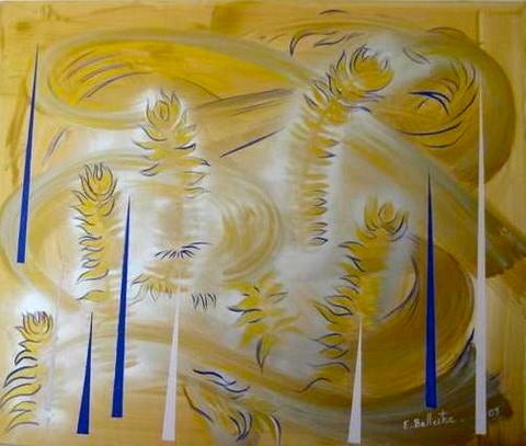 Evelyne Ballestra Abstract Painting - Vegetal memories