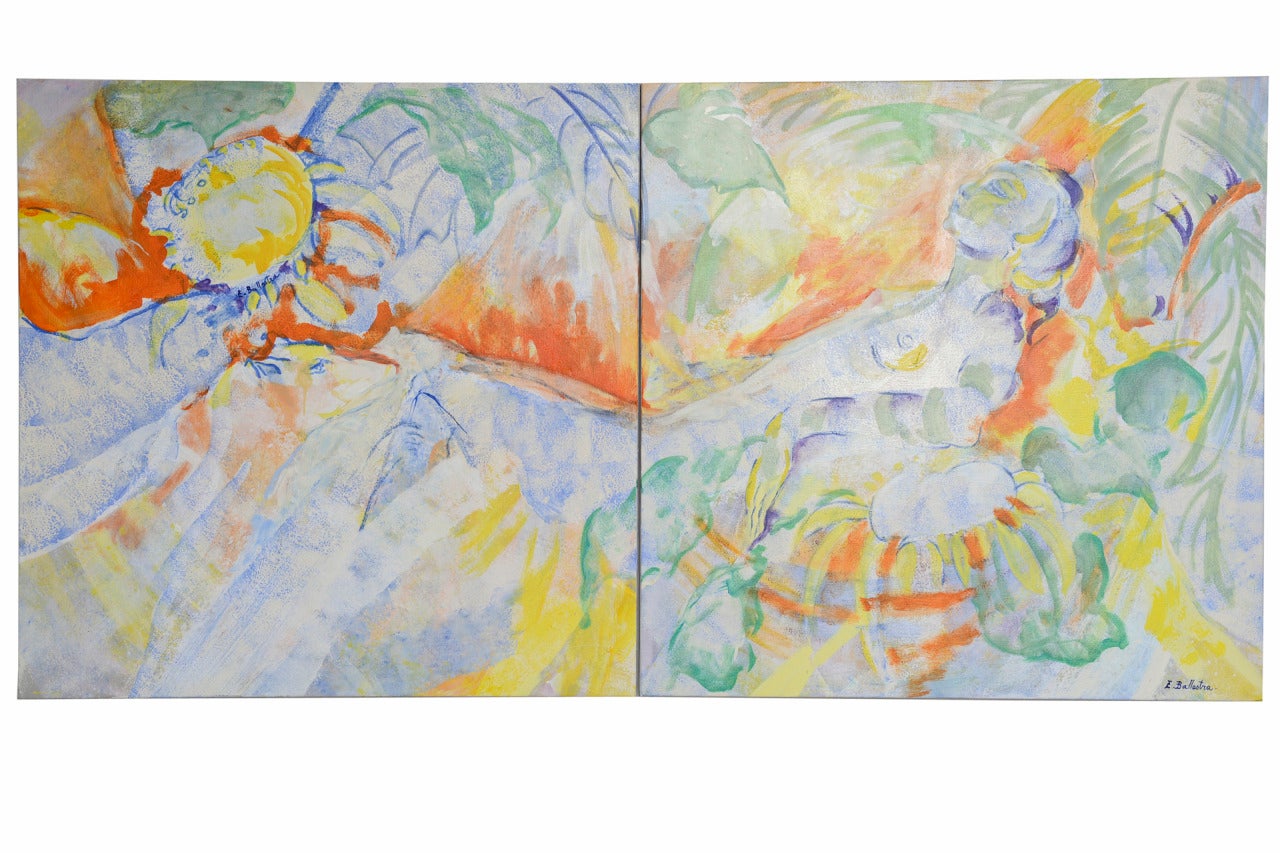 Daydream (Diptych) - Painting by Evelyne Ballestra