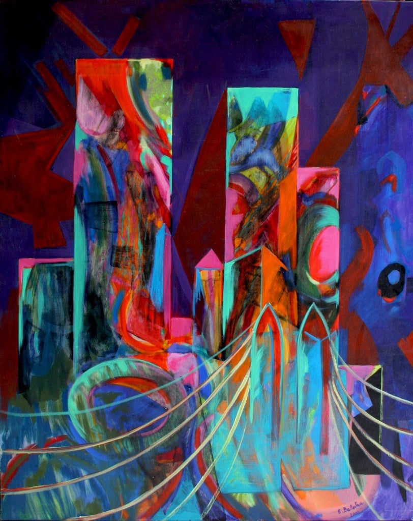 Evelyne Ballestra Abstract Painting - Manhattan