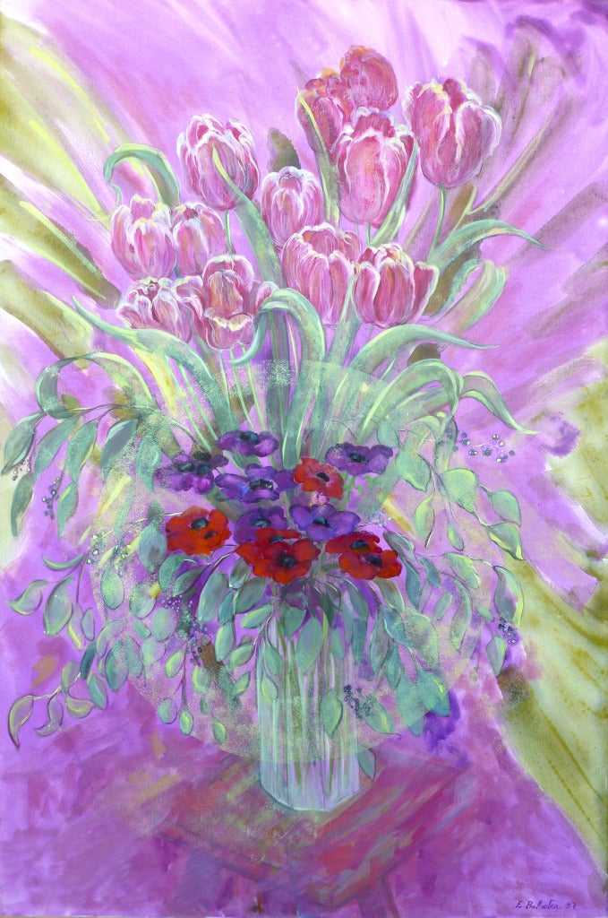 Figurative Painting di Evelyne Ballestra - Tulipani