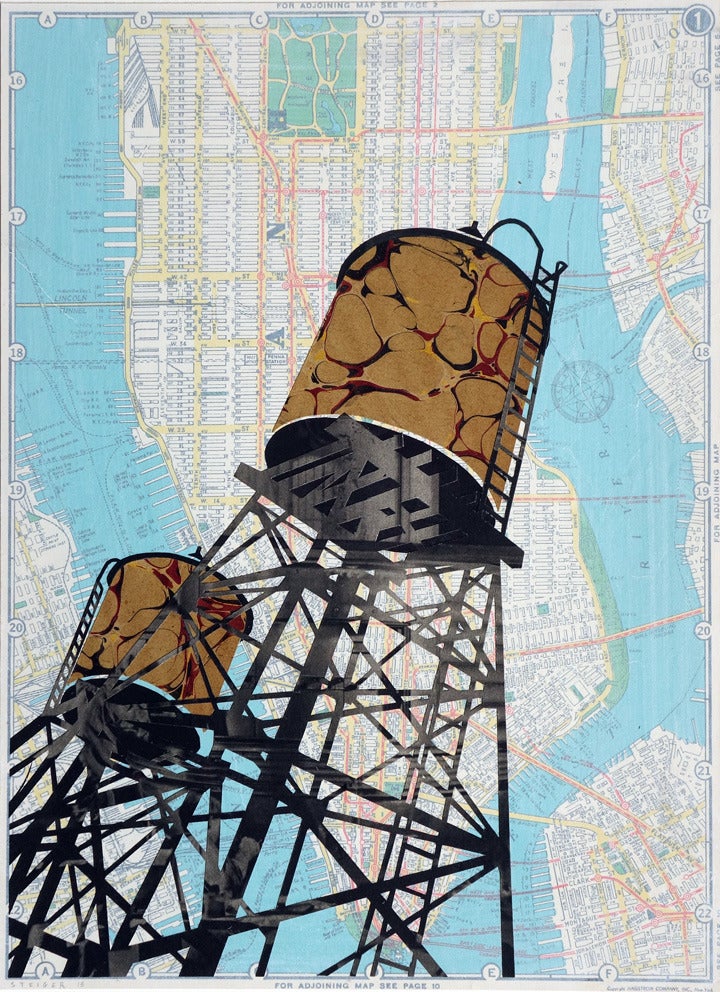 William Steiger Figurative Art - Manhattan Watertowers #2