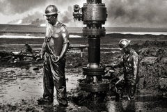 Vintage Workers Place a New Wellhead, Oil Wells, Kuwait