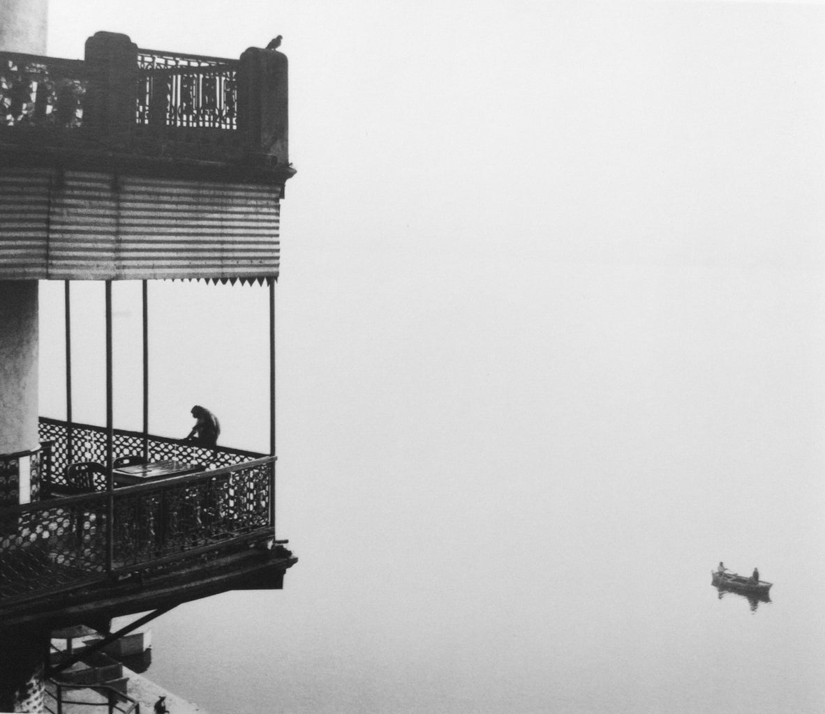 Untitled (Monkey on Balcony / Two Men in Boat) - Photograph by Pentti Sammallahti