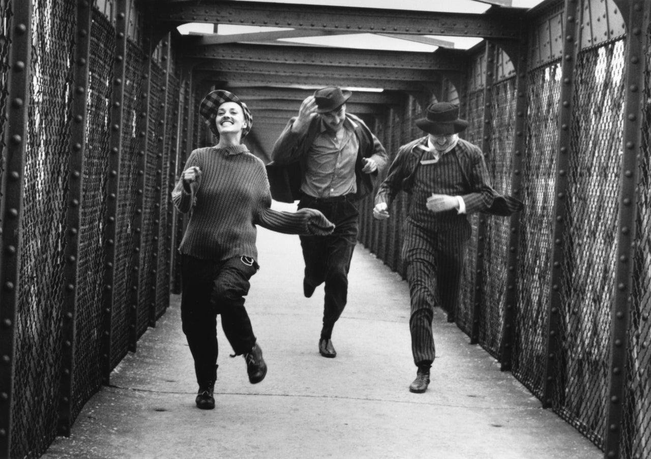 Jean Moreau, Henri Serre and Oskar Wener running (Jules Et Jim) 1961 - Photograph by Raymond Cauchetier