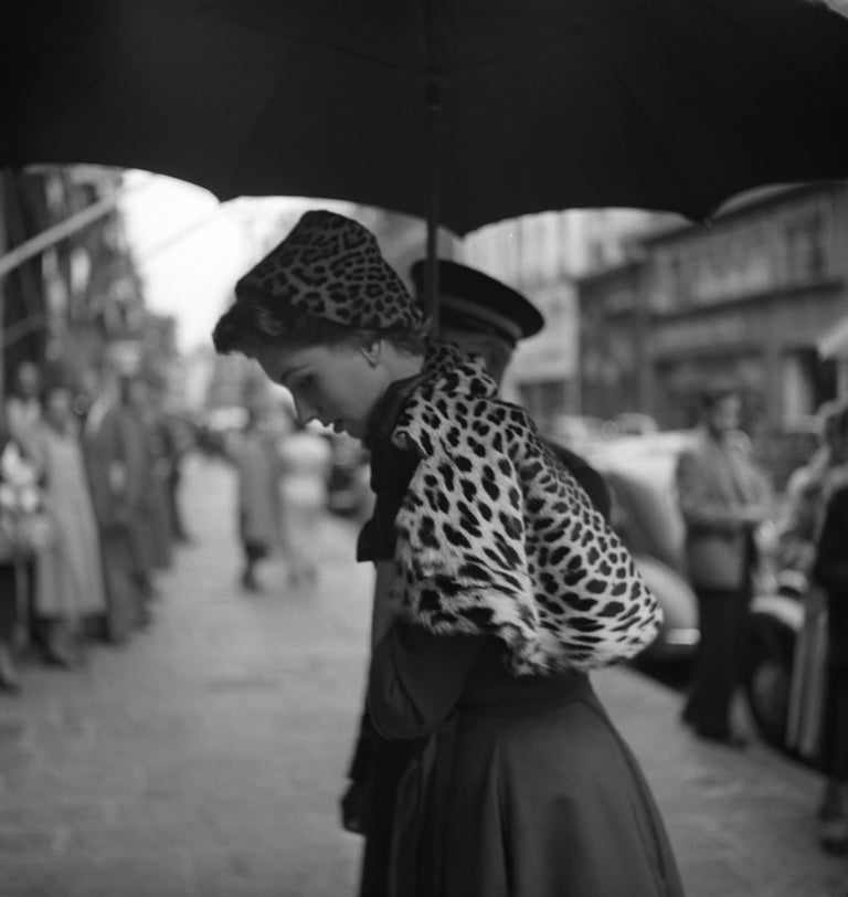 Georges Dambier Black and White Photograph - Suzy Parker, Etole Leopard, Paris 1952