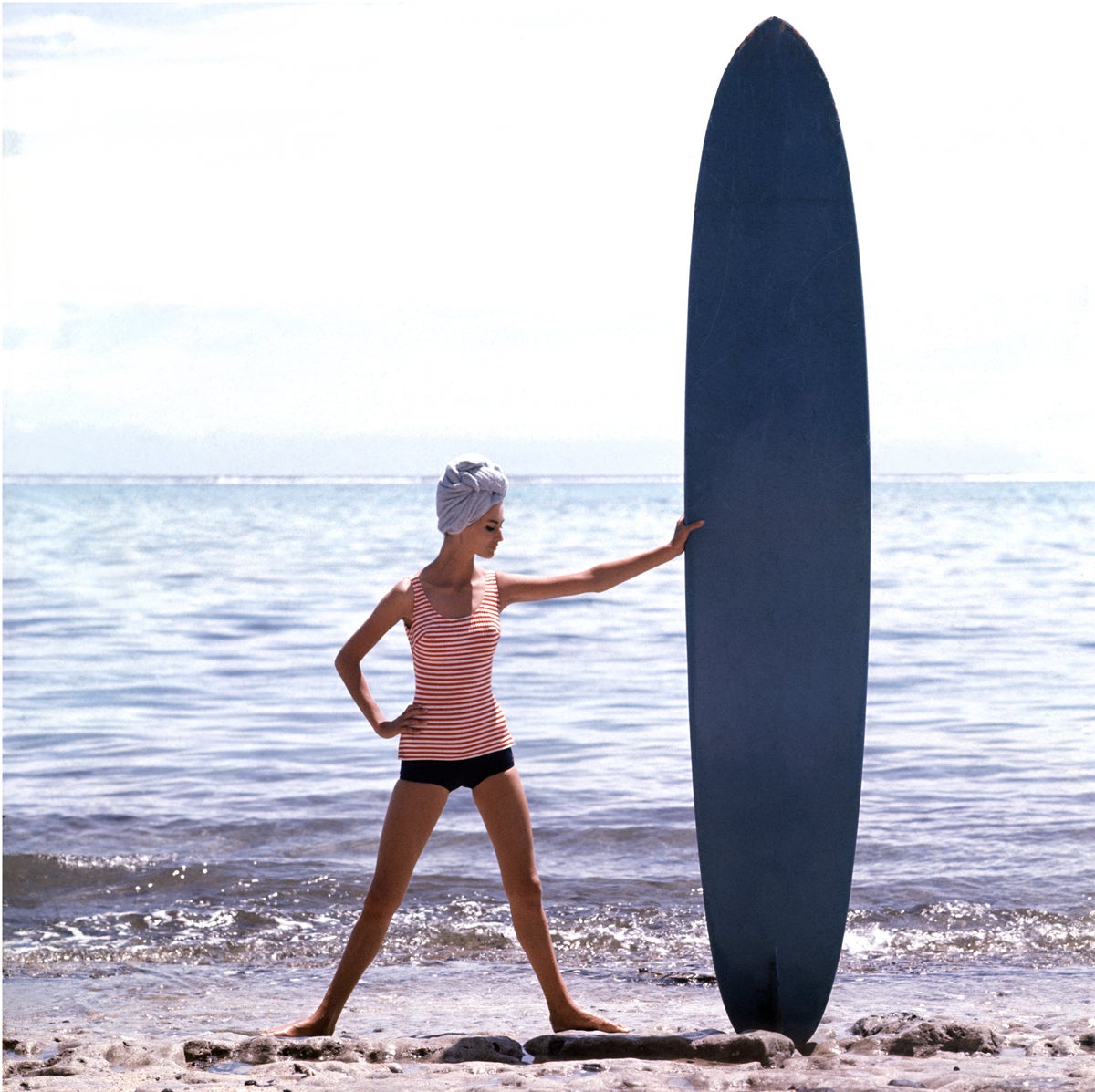 Georges Dambier Color Photograph - Catherine Surfboard Biarritz