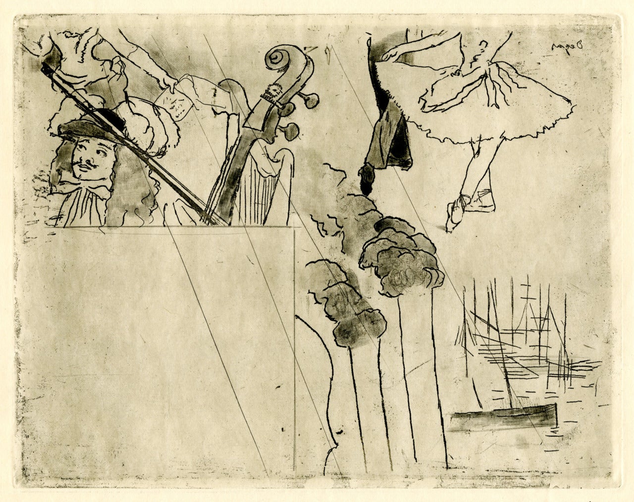 Edgar Degas Figurative Print - Projet de Programme (Study for a Program for an Artistic Evening)
