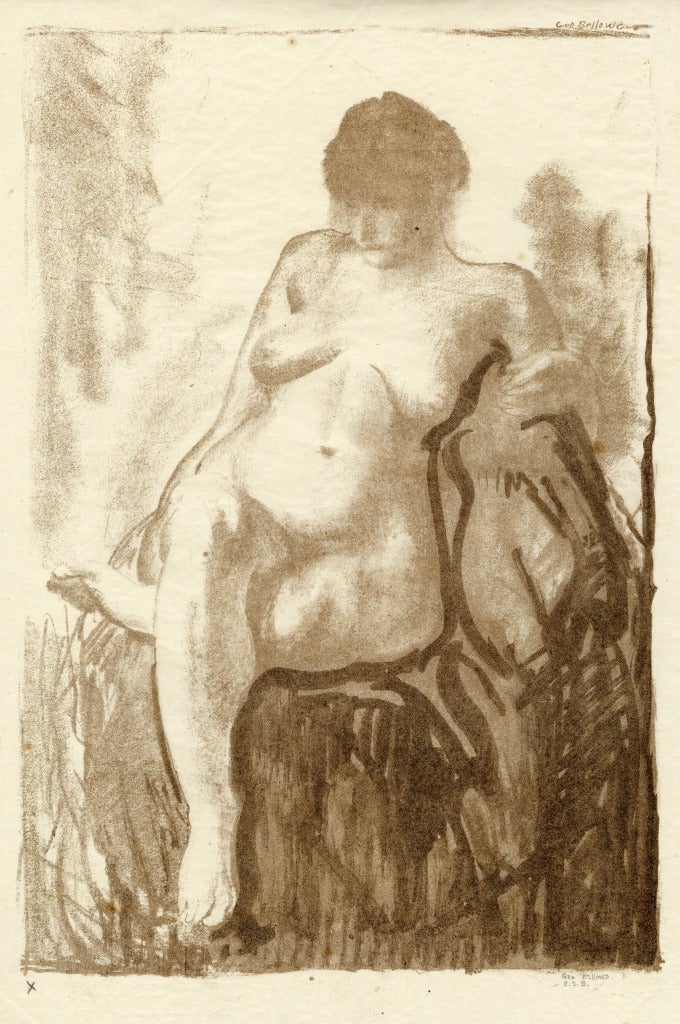 George Wesley Bellows Nude Print - Nude Woman Seated, Third State