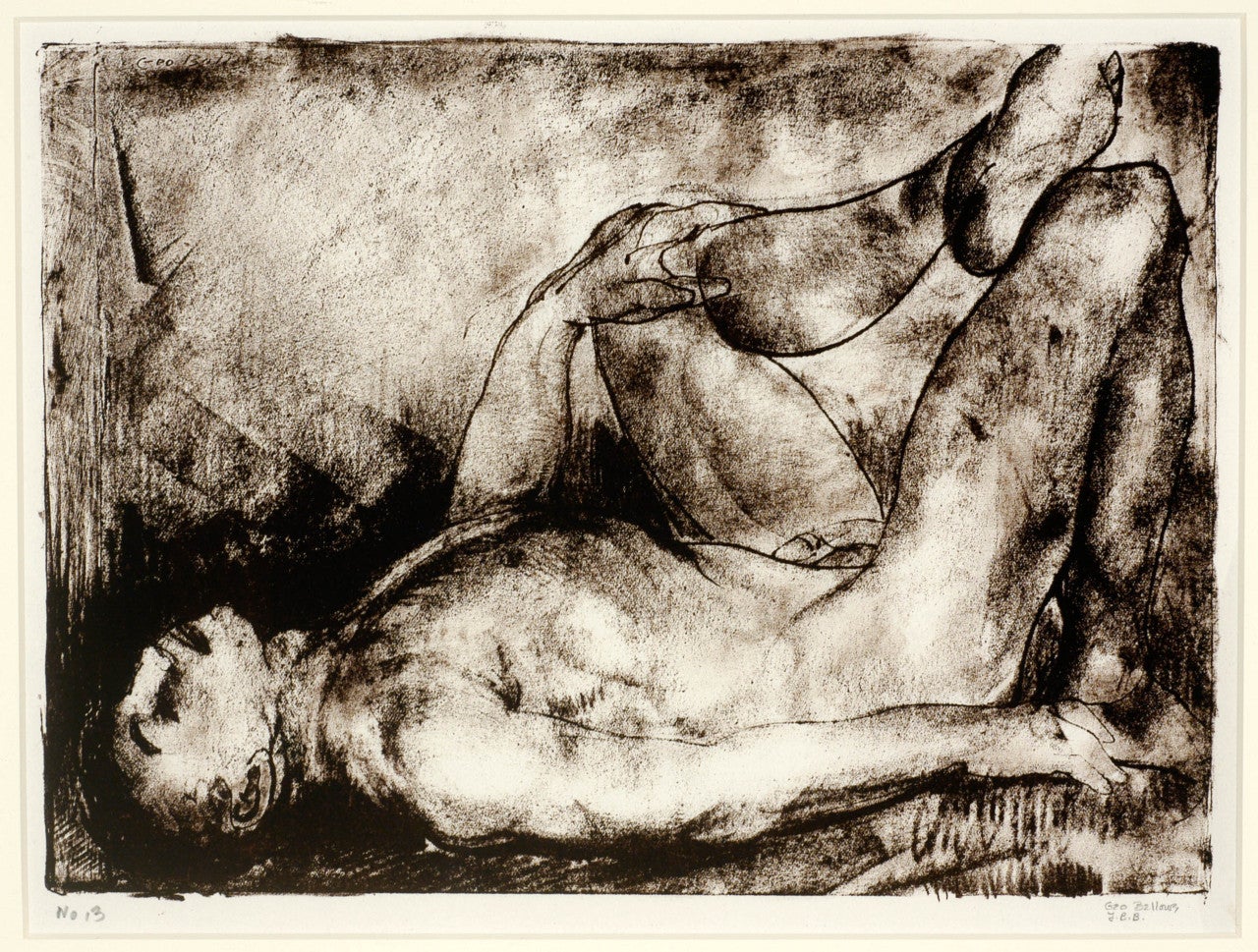 George Wesley Bellows Nude Print - Man on His Back, Nude