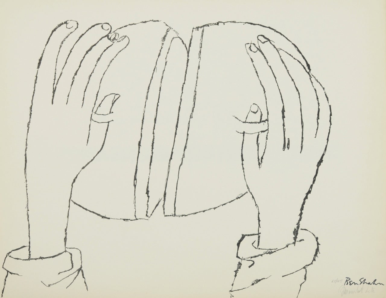 Ben Shahn Figurative Print - Clanging Cymbals (Psalm 150)