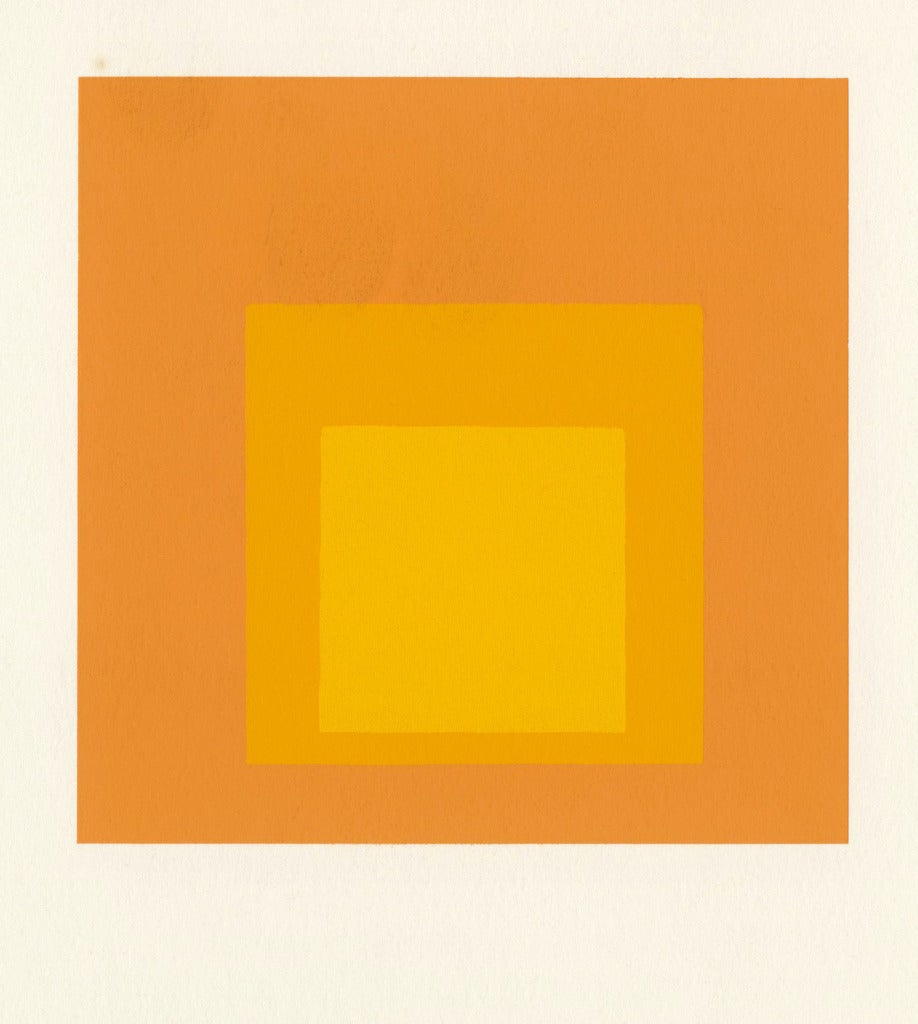 Josef Albers Abstract Print - Untitled: Homage to the Square (Unique Color Variant Peach, Yellow, Gold)