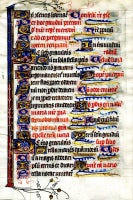 Folio on vellum from a late 13th/early 14th century French Psalter
