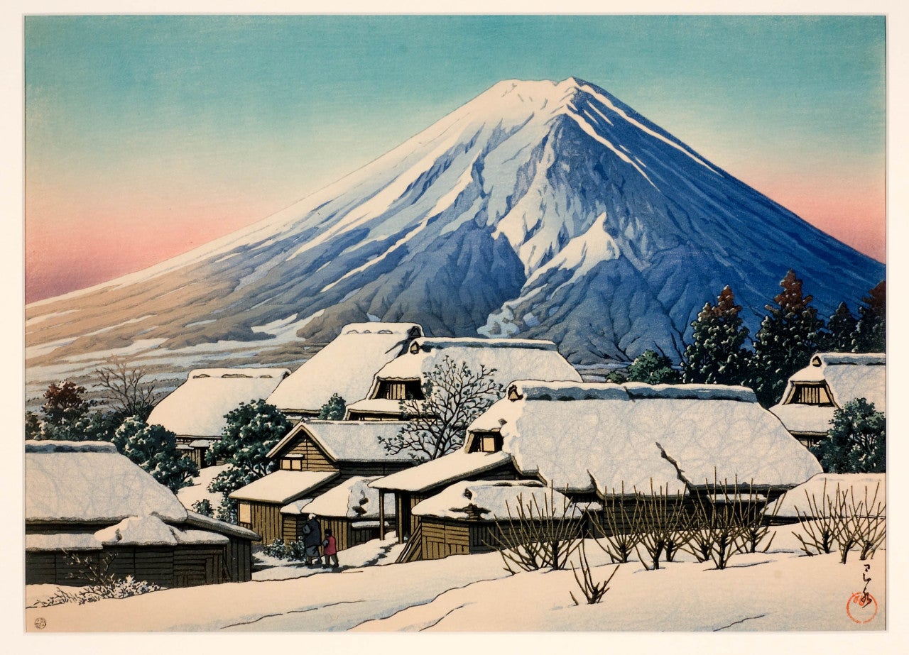 Kawase Hasui Landscape Print - Clearing after a Snowfall, Yoshida