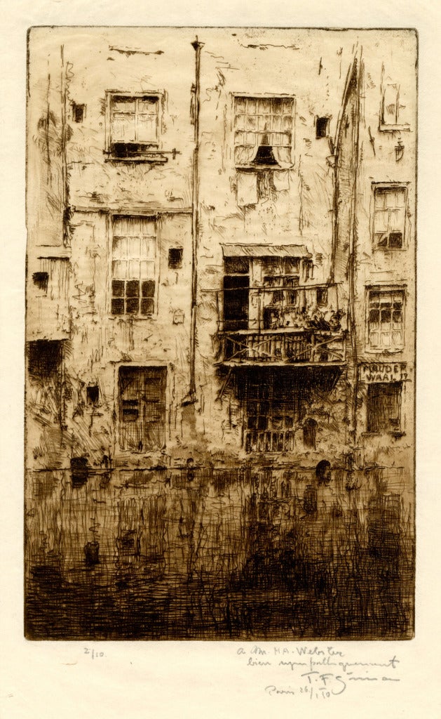T.F. Simon Landscape Print - Old Houses in Amsterdam