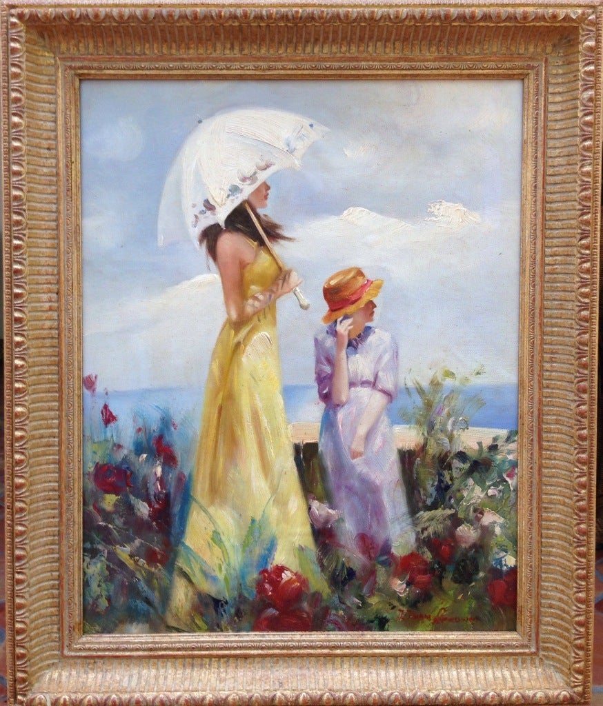 Johannes van Leeuwen Figurative Painting – Mädchen mit Parasol