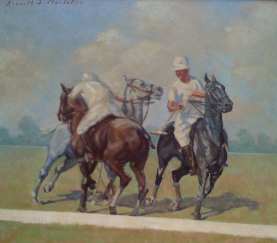 Kenneth Stevens MacIntire Animal Painting - Polo Match, Hollywood California 1931