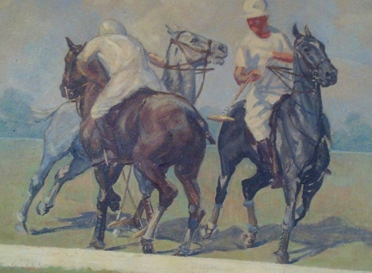Polo Match, Hollywood California 1931 - Painting by Kenneth Stevens MacIntire