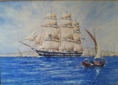 Antique "Portrait of the Black Ball Clipper Montezuma"