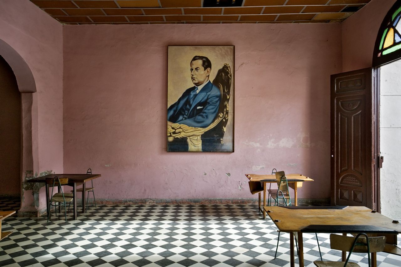 Jeffrey Milstein Color Photograph - Chess Parlor Interior, Camagüey, Cuba