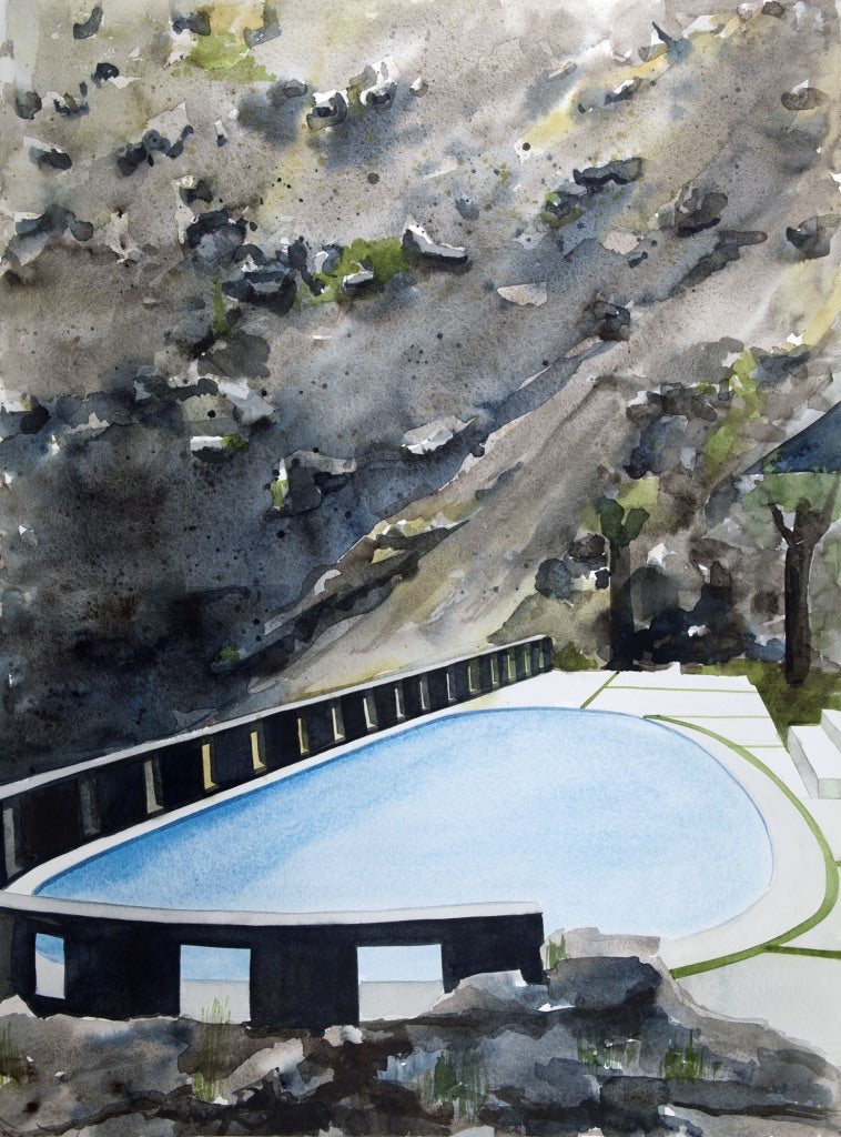 Amy Park Landscape Painting - Albert Frey House II, Pool, 1965, Palm Springs CA