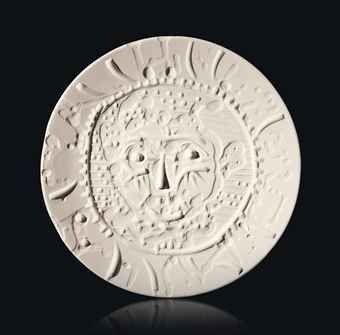 Ceramic plate from an edition of 100. Stamped Madoura Plein Feu and Empreinte Originale de Picasso. Catalogue raisonne Ramie no. 358