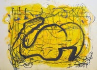 Untitled Abstraction (Black and Yellow with Blue)