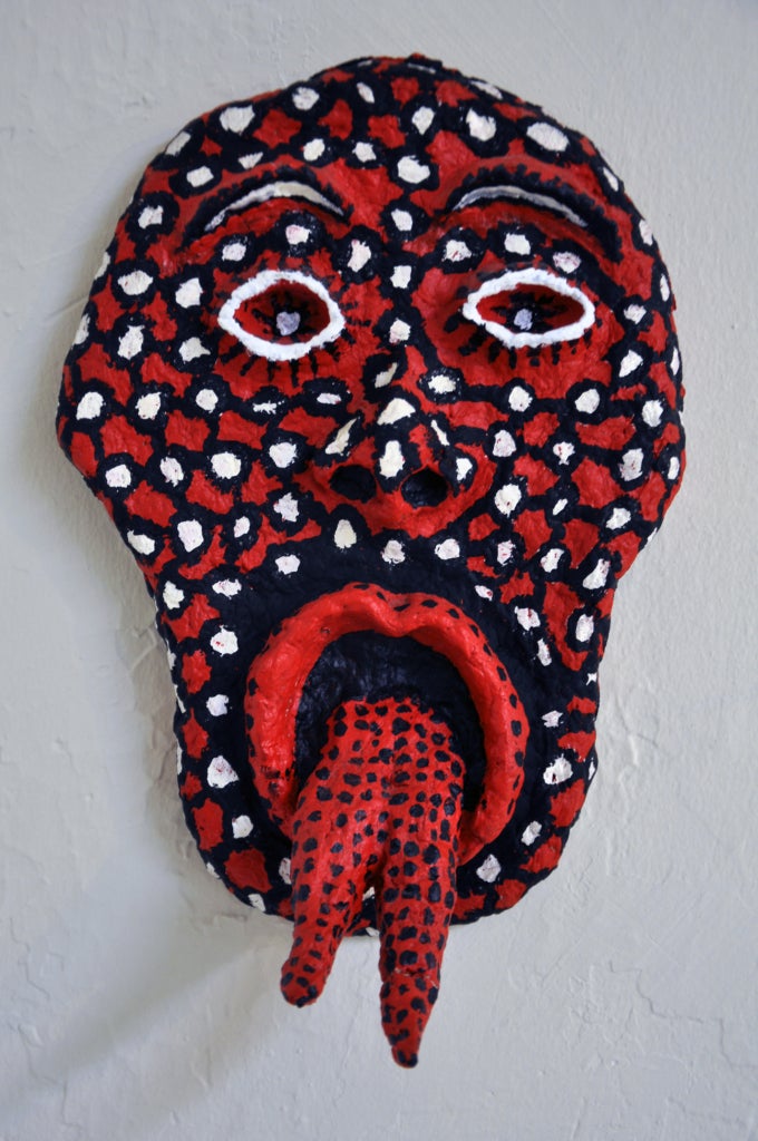 Pierre Carrilero Portrait Painting - Urban Primitive Mask #11 (black, white and red)