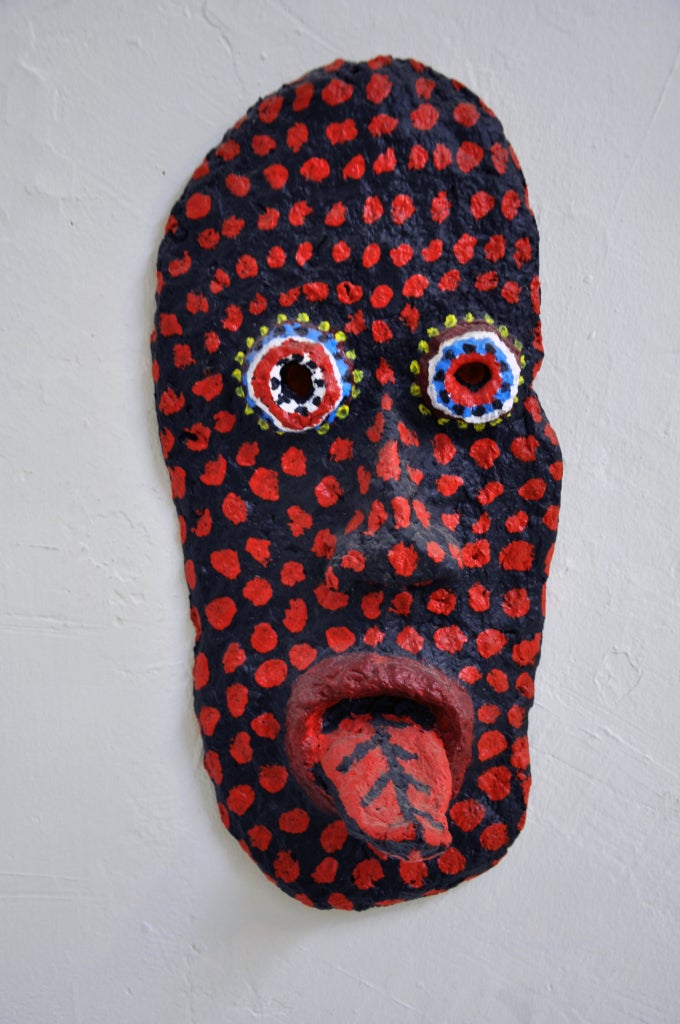 Pierre Carrilero Figurative Painting - Urban Primitive Mask #12 (black and red)