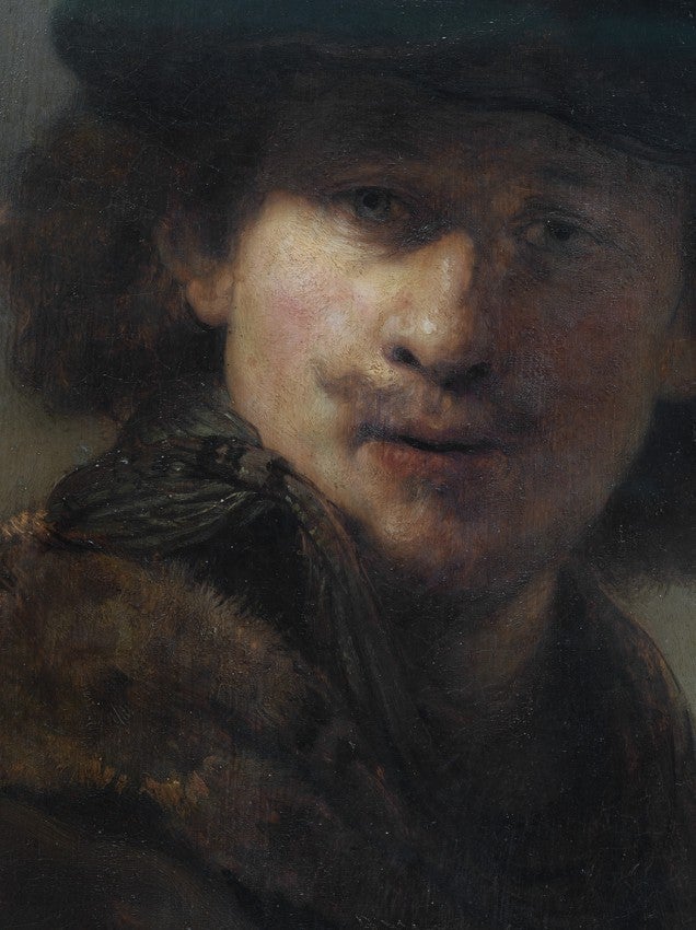 DETAIL FROM: Self Portrait with Velvet Cap and Gown with Fur Collar, 2008  RE