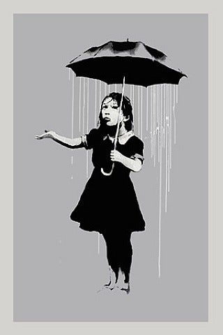 Banksy Portrait Print - Nola (White Rain)