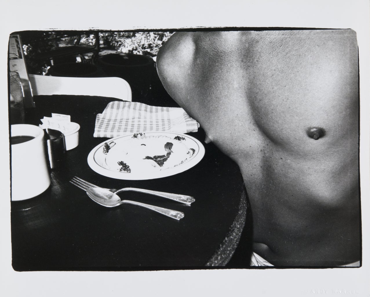 Andy Warhol Still-Life Photograph - Bare Chest with Room Service Tray