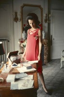 Lee Radziwill in Dior Coral Dress, 1960