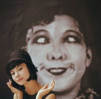 Model with Josephine Baker Backdrop, Paris 1961