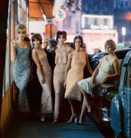 Models in Beaded Dior Gowns-Paris Nighttime