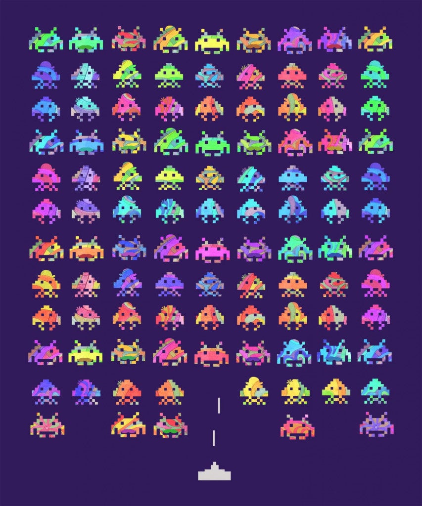 Groovy Invaders Purple - Print by Terry Fan
