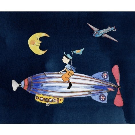 Zeppelin Fly Me to the Moon - Print by Yukie Yasui