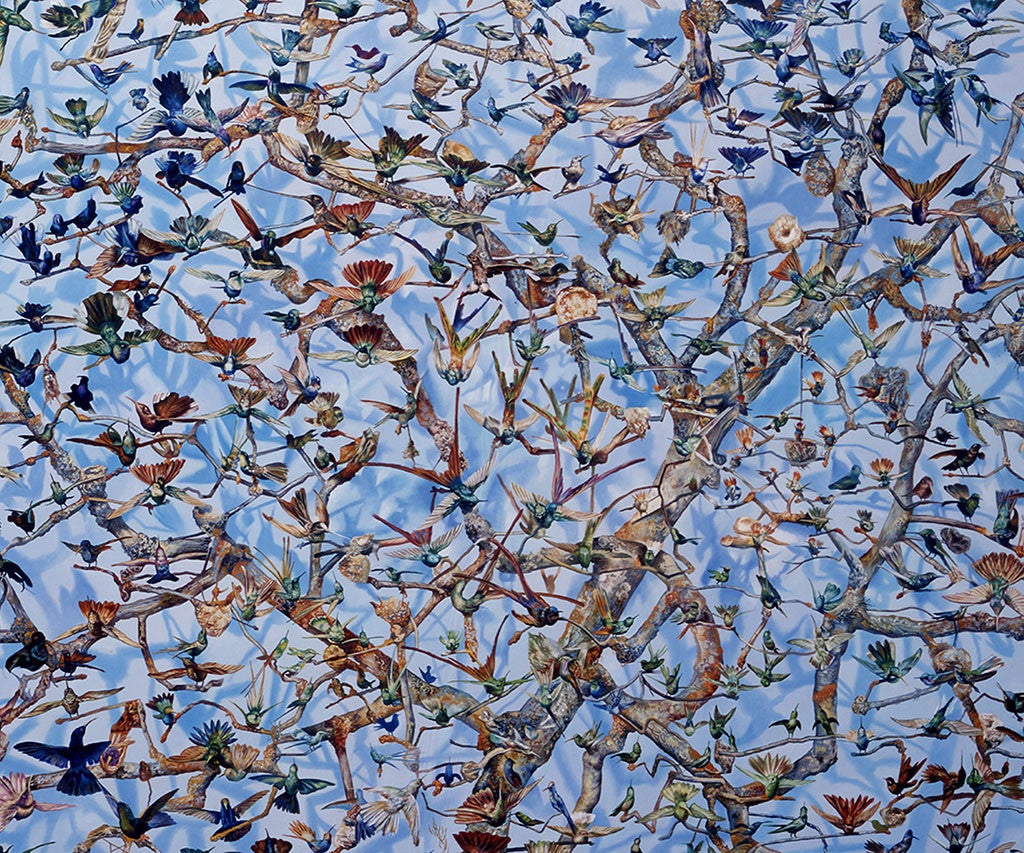 The Hummingbird Tree (Blue) - Painting by Mark Fairnington