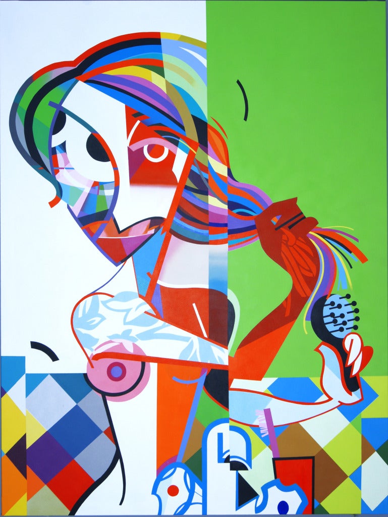 Jose Palacios Abstract Painting - Mujer Peinandose (Woman Brushing Hair)