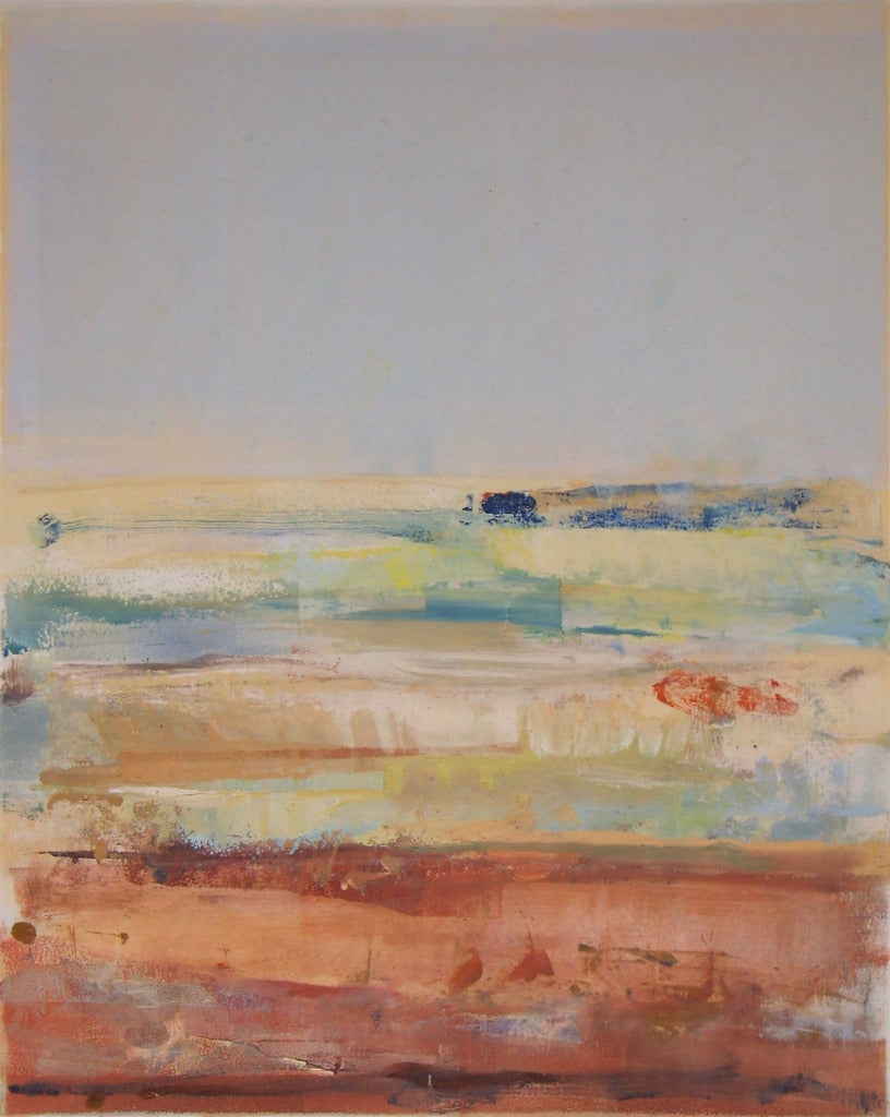 Gloria Sáez Landscape Painting - Gloria Saez, "Campos de Castilla - Castile Landscape" , Oil on paper, 2013